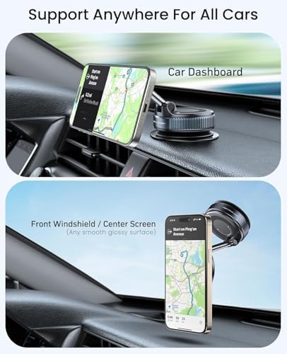 Vacuum Magnetic Suction Phone Holder,Doubled Sided Universal Cellphone Holder Stand for Car/Home/Smooth Surface/Mirror/Glass Foldable and Retractable Vacuum Magnetic Suction Phone Mount Bracket (B) – Enhanced Compatibility and Speed