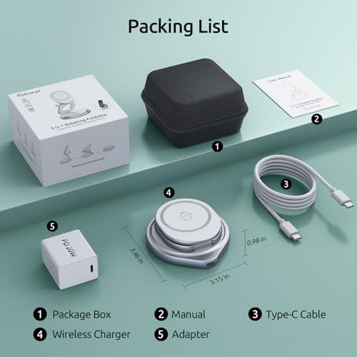 Revolutionize Your Charging Routine with the Ridcanpt 3-in-1 Wireless Charger – Foldable Magnetic Dock for Apple Devices, Perfect Travel Companion for i Phone 15/14/13/12 Pro Max Plus, Apple Watch, and Air Pods – Fast Charging, Space-Saving Design for Effortless Portability and Enhanced Compatibility