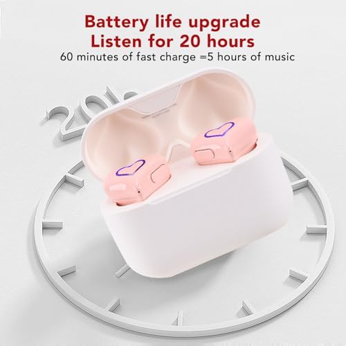 Elevate Your Audio Journey with Bewinner Heart-Shaped Bluetooth 5.3 Earbuds – Stylish, Ultra-Lightweight Noise-Canceling Headphones Perfect for Active Lifestyles and Work Environments – Comes with Portable Charging Case for Effortless Mobility and Comfort