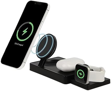 Revolutionary 3-in-1 Foldable Magnetic Wireless Charging Station – Fast Charging Travel Hub for i Phone 15/14/13/12/11 Pro Max, Apple Watch Series 8/7/6/5, Air Pods, Samsung Galaxy S24 & Android Devices – Ultimate Portability & Enhanced Speed for Modern Lifestyles