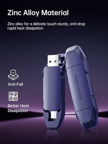 MOVE SPEED 128 GB High-Speed USB Flash Drive – Dual Port Type C & USB 3.2 Compatibility for i Phone 15/16, Android & Mac Book – Lightning-Fast 400 MB/s Data Transfer – Perfect for Photos, Videos & Documents – Compact & Durable Storage Solution