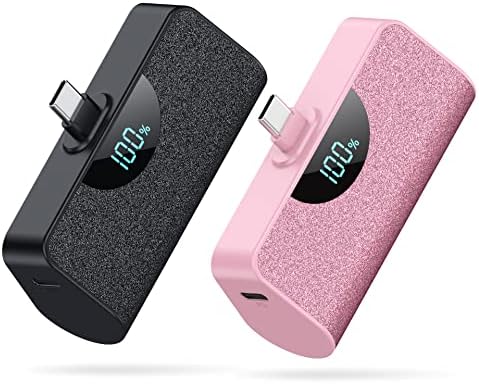 Dual Pack Mini Portable USB-C Power Bank 5200 m Ah – Fast Charging Battery Backup with LCD Display for i Phone 16 Series, Samsung, and Android Devices – Ultimate On-the-Go Power Solution