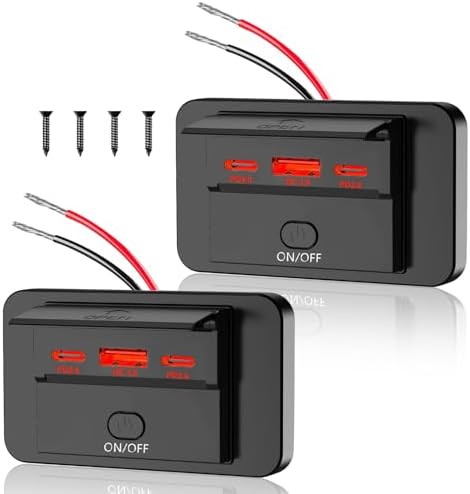 3-Port 12 V RV USB Charging Station – 2 PCS Dual PD3.0 & QC3.0 Quick Charge Adapter for Enhanced Automotive Power Supply – Ideal for RVs, Boats, Motorcycles & Trucks – Fast, Reliable, and Wall-Mountable Solution for All Your Devices