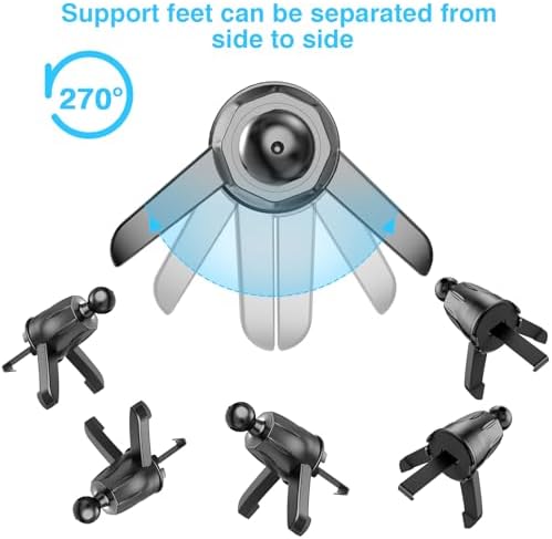 Universal Car Air Vent Phone Holder Clip – Adjustable Metal Hook with Triangular Stabilizing Foot – Optimized for Wireless Charging Compatibility – Effortless Hands-Free Navigation – 0.67-Inch Joint Ball for Superior Fit – Enhance Driving Safety and Convenience with Reliable Phone Access
