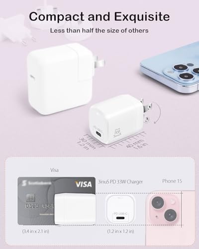 33 W USB-C PD Ga N Wall Charger – Ultra-Compact Fast Charging Adapter with Foldable Plug for i Phone 16 Series, i Pad Pro, and Mac Book Air – Ultimate Travel Power Solution for Modern Devices