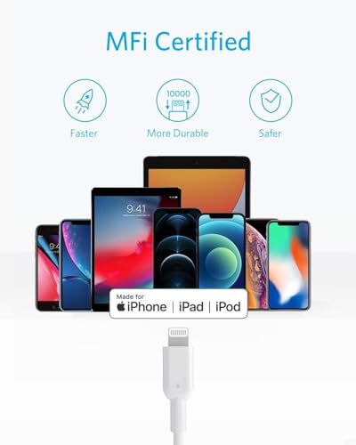 Anker 6 ft USB C to Lightning Cable – MFi Certified Fast Charging Cable for i Phone 13 Pro, 12 Pro Max & Air Pods Pro – Durable Design with Power Delivery Support – Tangle-Free Connectivity for Effortless Use