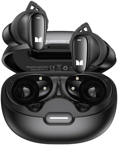 Monster N-Lite 206 Bluetooth 5.4 Wireless Earbuds – 25-Hour Playtime with IPX6 Waterproof Protection for Ultimate Durability – Touch Control for Seamless Music & Call Management – USB-C Fast Charging for On-the-Go Convenience – Superior Comfort and Deep Immersive Sound for Gym, Commutes, and Everyday Use