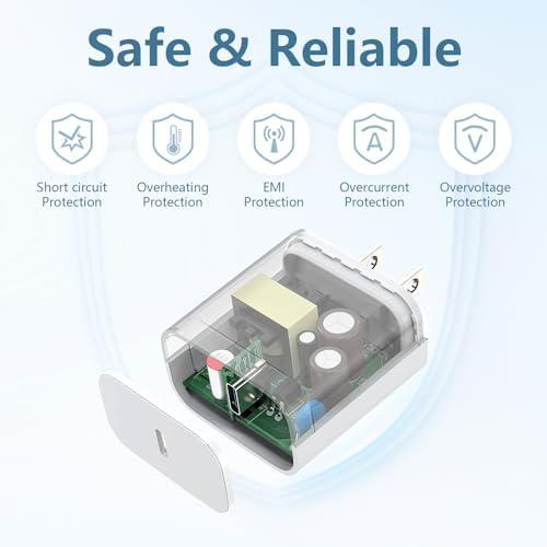 Rapid Charge Trio: 20 W USB-C Wall Charger Set with 6 FT Cables for i Phone 14 & More – Ultimate Performance for Fast Power Delivery and Versatile Device Compatibility