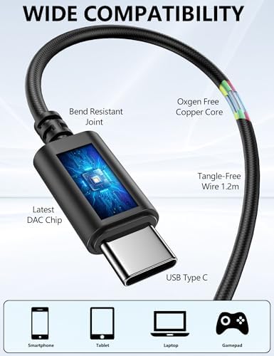 Ultimate USB C Over-Ear Hook Headphones – Cutting-Edge Noise-Canceling Earbuds for i Phone 16 Pro, Samsung S25, and All Android Devices – Unmatched Comfort & Impeccable Sound Quality for Gamers and Audiophiles