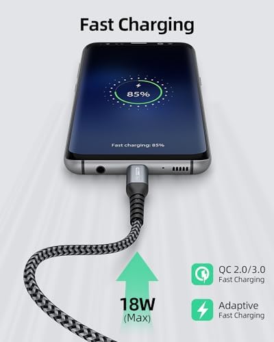 SUNGUY USB to USB C Cable 10FT[3Pack], USB A to USB C Cable 3A Type C Charger Fast Charging Nylon Braided for iPhone 16 15 Pro/Pro Max/Plus, Samsung Galaxy S23/S22/S21, USB C Devices – Enhanced Compatibility and Speed
