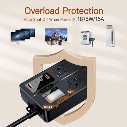 VNJ Outdoor Power Strip: 8 AC Outlets & 4 Fast USB Ports, IPX6 Waterproof Surge Protector with Safety Lock for Secure Connections, ETL-Certified 15 FT Extension Cord – Ideal for Home, Garden, and Commercial Applications