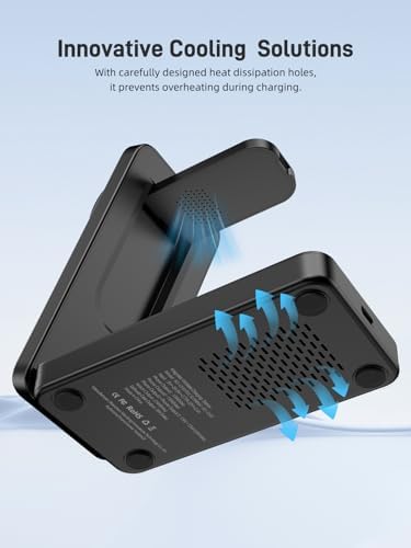 Ultimate 3-in-1 Wireless Charging Station for Apple Devices – Dual Mag Safe Charger for i Phone 16 Pro Max/14/13/12, Air Pods, and Apple Watch – Foldable Travel-Friendly Design for Fast Efficiency and Enhanced Compatibility