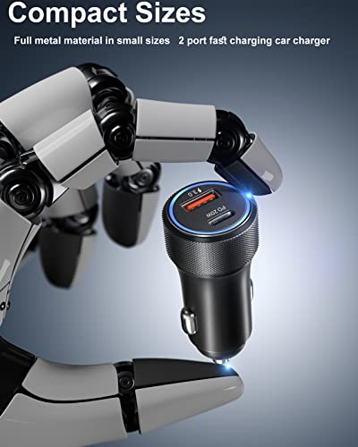 Dual USB-C Fast Car Charger 36 W 2-Pack with PD3.0 & QC3.0 – Includes 6 FT C-C Cables for Galaxy S24/S23/S22/S21, Pixel 6 & i Phone 11 Pro Max to 16 – Ultimate Compatibility & Speed for On-the-Go Charging Solutions