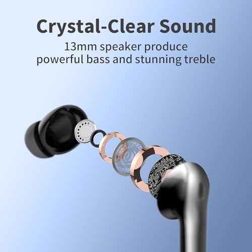 Experience Wireless Freedom with 60-Hour Battery Life True Wireless Earbuds – IPX5 Waterproof Bluetooth Headphones with LED Power Display & Effortless Wireless Charging Case for Seamless Compatibility with Laptops, Smartphones, and TVs – Ergonomically Designed for Ultimate Comfort During Prolonged Use