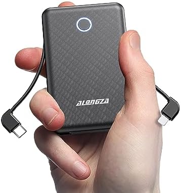 Compact 6000 m Ah Portable Power Bank with Built-in Cable – Lightweight Fast Charging External Battery for i Phone and Android – Ultimate Travel Companion for On-the-Go Charging Efficiency