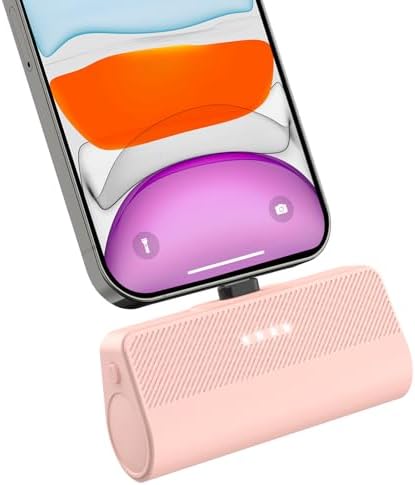 Ultra-Compact 5000 m Ah Portable Charger for i Phone – Fast Charging Power Bank in Purple, Compatible with i Phone 6/7/8/SE/11/XR/12/12 Pro Max/13/13 Pro Max/14/14 Pro Max/14 Plus & i Pad Series, Perfect Travel Companion for On-the-Go Charging