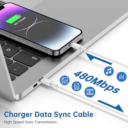 Super Fast i Phone Charger Bundle – 10-Foot MFi Certified USB-C to Lightning Cable with High-Power Charging Block for Instant Compatibility with i Phone 14/14 Pro Max/14 Plus/13/13 Mini/12/11/X/XR/SE & i Pads – Unmatched Speed & Durability for Effortless Charging on the Go