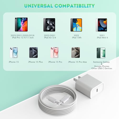 Ultra-Fast Dual USB-C Wall Charger for i Phone 15 – 40 W Power Delivery Adapter, Compact and Foldable Design for On-the-Go Charging, Ideal for i Phone 15/14/13 Pro, i Pad, and More – Maximum Efficiency with Enhanced Safety Features