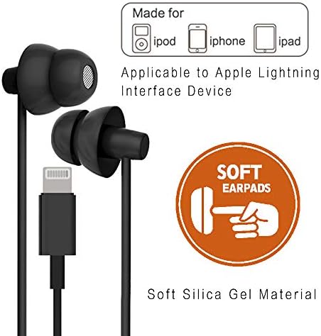 MAXROCK Apple MFi Certified Wired In-Ear Earphones for i Phone 13/14 – Noise-Isolating Sleep Headphones with Built-in Microphone and Remote for i Phone 12/11/Pro Max/Xr/Xs Max/X/8/7 – Comfortable Black Sleep Earbuds for Uninterrupted Listening and Enhanced Audio Quality