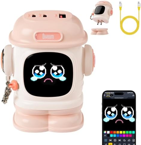 Divoom Dipow 65 W Ga N USB-C Fast Charger with Customizable Pixel Display – High-Efficiency Multi-Port Charging Hub for i Phone 16/15, Mac Book, Galaxy S23/S24, & Nintendo Switch – Includes 100 W Ultra-Fast Cable for Seamless Power Solutions on the Go