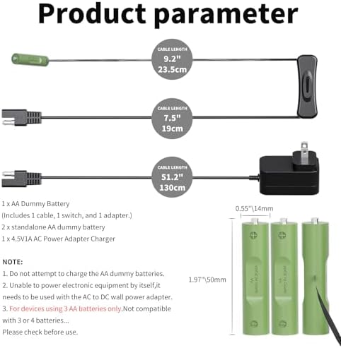 AC Continuous Power Supply Adapter – Innovative AA Dummy Battery Replacement for Kidde CO Detectors, VTech Kidi Beats Drum Sets & 4.5 V Devices – Hassle-Free Power Solution to Boost Performance & Eliminate Battery Worries Effortlessly