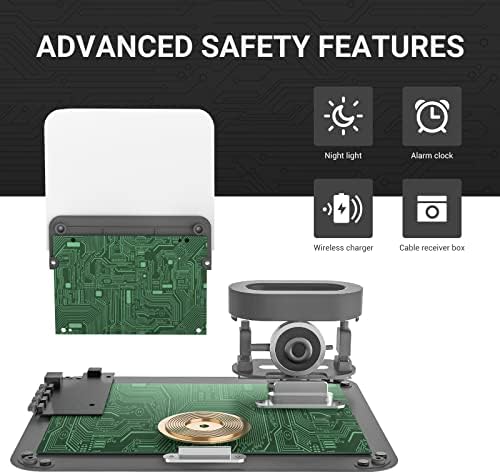 Transform Your Charging Experience with the 7-in-1 Wireless Charging Station – Integrated Alarm Clock, Adjustable Night Light, and Fast Charging Dock for i Phone 12/13/14/15/16 Pro & Air Pods – Sleek, Space-Saving Design for Home and Office Use