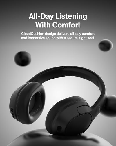 Belkin Sound Form Isolate Bluetooth Over-Ear Headphones – Premium Hybrid Active Noise Cancelling Technology for Immersive Audio, Luxurious Cloud Cushion Design for All-Day Comfort, Unmatched 60-Hour Battery Life with Quick Charge, Advanced Bluetooth 5.4 Connectivity for Crystal-Clear Sound – Ideal for Travel, Home, and Office Use in Elegant Sand Finish