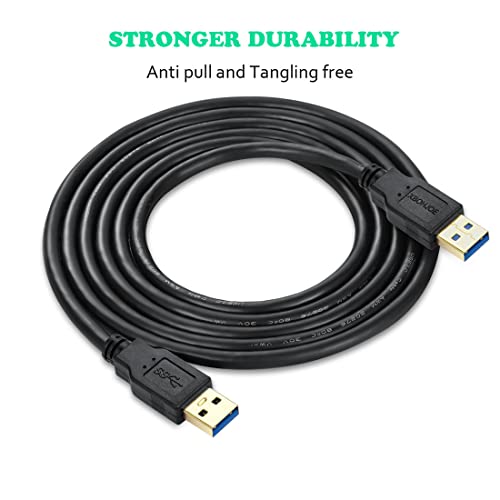 High-Speed 15 FT USB 3.0 Male to Male Cable for Seamless Device Connectivity – Universal Type A Connector, 5 Gbps Data Transfer Rate, Ideal for External Hard Drives, Cooling Fans, DVD Players, and More – Durable Black Design for Optimal Performance and Flexibility