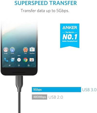 Anker Powerline 3.0 USB A to USB C Fast Charging Cable – 10 FT Durable Charger Cord with 56 k Ohm Resistor for Samsung Galaxy Note S8/S9 & Universal Compatibility – Tangle-Free & High-Speed Data Transfer for Ultimate Convenience