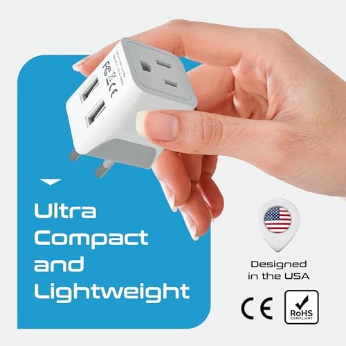 Compact Dual USB Travel Adapter for Effortless Charging in Australia, New Zealand, and China – Essential Type I Plug for Phones, Tablets, and Cameras – Quick Charge Capability with Universal Compatibility for Hassle-Free Global Adventures