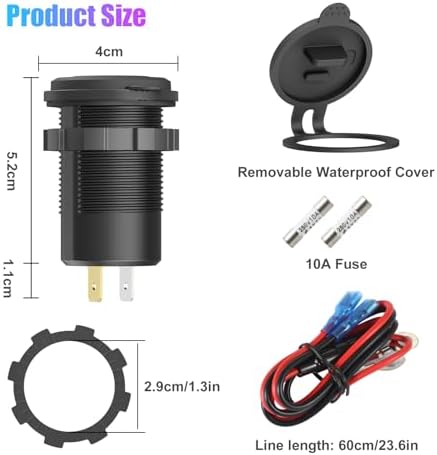 Experience Unmatched Charging Power with the Boostable 12 V USB C Charger – 65 W PD3.0 & 18 W Quick Charge 3.0 for Laptops, Tablets, and Phones – Waterproof Car, Marine, Motorcycle & RV Socket with Built-in Power Switch for Ultimate Convenience and Reliability. Perfect for Adventure Seekers and Tech Enthusiasts Alike!