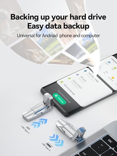 MOVE SPEED 128 GB High-Speed USB Flash Drive – Dual Port Type C & USB 3.2 Compatibility for i Phone 15/16, Android & Mac Book – Lightning-Fast 400 MB/s Data Transfer – Perfect for Photos, Videos & Documents – Compact & Durable Storage Solution