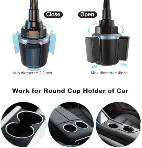 for Qi2 15W Magsafe Car Charger, Heat Restriction, Fast Charging Magnetic Cup Holder Phone Holder, Adjustable Wireless Cupholder Charger for iPhone 16 15 14 13 12 Series(No Car Adapter) – Enhanced Compatibility and Speed
