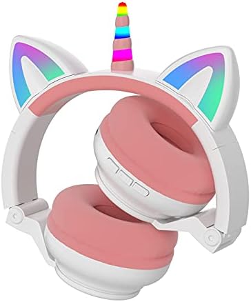 Enchanting Unicorn Wireless Headphones for Kids – Stylish Pink Foldable Design with Light-Up Features, Perfect for Tablets and Toddlers – Superior Sound Quality and Comfort for Magical Listening Adventures – Durable, Adjustable, Tangle-Free Fun for Every Little Girl