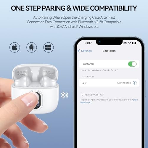 Premium Bluetooth 5.3 Wireless Earbuds with 42-Hour Extended Playtime & LED Battery Indicator – Immerse Yourself in Rich Bass Stereo Sound with Superior IPX7 Waterproof Design and Adaptive Noise Cancellation for Crystal-Clear Audio – Ideal for i Phone and Android Enthusiasts
