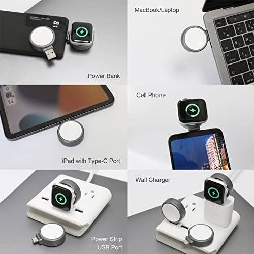 XWIN Cordless Magnetic Portable Charger for Apple Watch – MFi Certified Wireless Charging Solution for All Series Models (1-10) – Fast, Lightweight Travel Charger with USB A Compatibility for Effortless On-the-Go Power