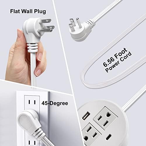 Revolutionize Your Workspace with the Desk Power Grommet USB C – 30 W PD Fast Charge Power Strip with 2 Outlets & 2 USB Ports, Effortlessly Mountable Recessed Flat Plug for Countertops, Shelves, and End Tables – Sleek Black Design for Enhanced Connectivity and Simplified Charging Solutions