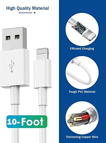 Maximize Your Charging Efficiency with 10 ft MFi Certified i Phone Lightning Cable & USB Wall Charger – Fast Data Sync & Dual Pack for i Phone 13, 12, 11 Pro Max, SE 2020, and More – Perfect Travel Companion for Ultimate Connectivity