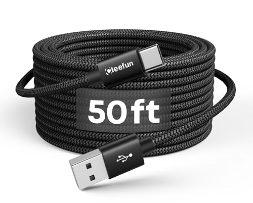 CLEEFUN 20 ft USB Type C Cable – Extra Long Nylon Braided Charger Cord for Fast Charging & Data Transfer, Compatible with Samsung Galaxy Note, LG, Moto, Pixel, Switch & More – Durable & Tangle-Free Design for Ultimate Convenience