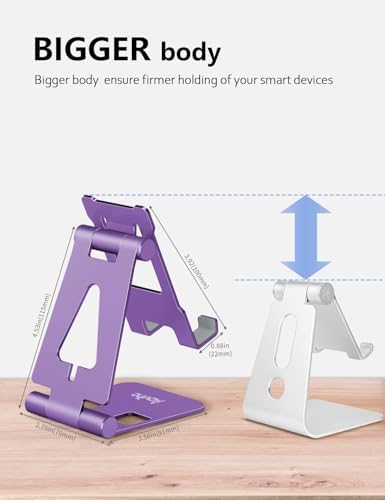 Cell Phone Stand for Desk, Adjustable Desktop Phone Holder Stand, Foldable Moblie Phone Dock for iPhone 15 14 13 12 11 Pro Xs Max Xr X 8 7 6 5 5s SE Nintendo Switch All Phones, Rose Gold – Enhanced Compatibility and Speed