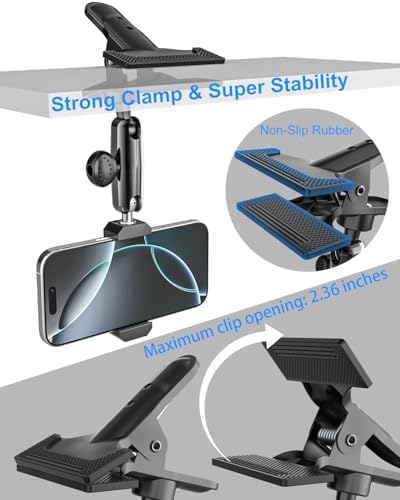 Universal Sun Visor Phone Mount – Metal Adjustable Holder for 4-7” Smartphones, i Phone 14/15/16 Pro Max & Galaxy Series – Hands-Free Convenience for Safe Driving and Easy Access to Navigation & Calls