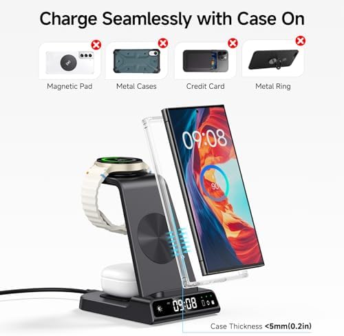 Samsung 3-in-1 Wireless Charging Hub: Streamlined Fast Charging for Galaxy S24 Ultra, Galaxy Watch & Buds – Elevate Your Charging Game with Ultimate Device Compatibility and Sleek Design