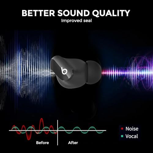 Aha Style Silicone Ear Hooks for Beats Studio Buds 2021 – 3 Pairs of Anti-Slip Covers for Ultimate Comfort and Secure Fit – Perfect for Running and Active Lifestyles – Classic Black Earbud Accessories Enhancing Audio Experience Without Charging Case Compatibility