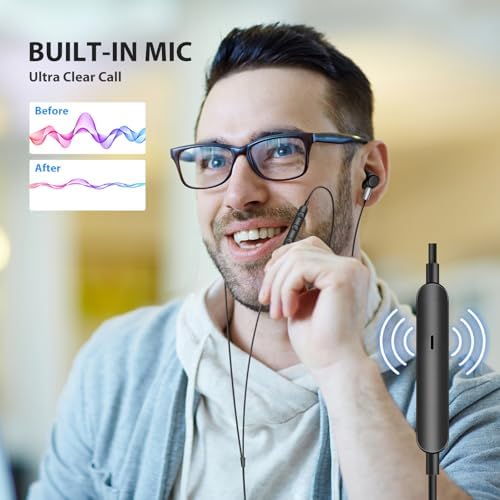 High-Performance USB-C Wired Earbuds for i Phone 16, 15 Pro Max Plus & Samsung Galaxy S25 Ultra – Noise-Isolating Headphones with Crystal-Clear Stereo Sound and Built-In Microphone for Seamless Hands-Free Calls, Ideal for Gaming and Streaming Sessions