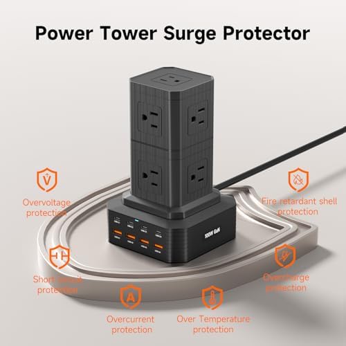Revolutionize Your Charging Setup with the 100 W USB-C Multi-Device Power Strip – 13-in-1 Surge Protector Featuring 4 PD USB-C and 4 USB-A Ports for Rapid Charging of Mac Book Pro/Air, i Phone 15/14, i Pad, and More – Compact, Durable, and Designed for Seamless Office and Home Use