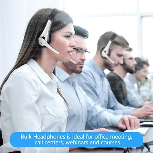 Yunsailing 20 Pack Classroom Headphones with Built-in Microphone – Premium On-Ear Wired Student Earphones for Superior Sound Quality and Seamless Compatibility with Computers, Laptops, and Mobile Devices – Perfect for Educational Settings and Professional Environments (White)