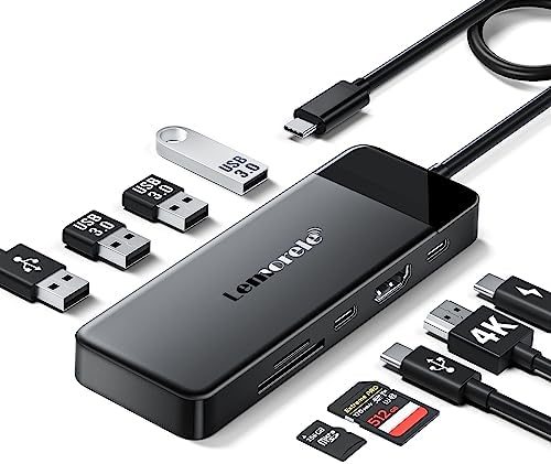 Lemorele 10-in-1 USB C Hub Adapter for Mac Book Pro & Air – Ultimate Multiport Solution with 4 K HDMI, Gigabit Ethernet, 100 W Power Delivery & Fast USB 3.0 Transfer – Perfect for Windows, i Pad & More – Unmatched Connectivity & Speed for Professionals