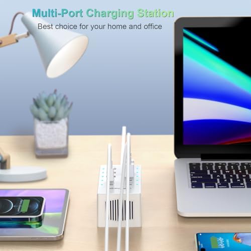 Multi-Device USB Charging Hub with 10 High-Speed Ports – Smart Plug Power Strip for i Phone 15/14/13, i Pads, Galaxy Watches & Android Phones – Ultimate Fast Charging Solution for Home & Office Efficiency