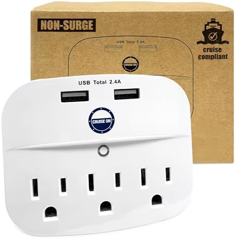 Ultimate Cruise Power Strip with 3.3 ft Extension Cord & Fast Charging USB Ports – Non-Surge Design for Seamless Connectivity on Carnival, Princess & Major Cruise Lines (2025/2026) – Essential Travel Accessory for All Devices