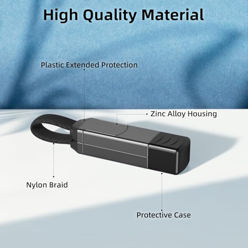 Multi Keychain Charging Cable Travel Portable Charger Cable Magnetic 4 in 1 USB C Cable Compatible with IP 15/15 Pro/ 15 Plus/ 15 Pro Max/MacBook/Galaxy (Lava Black) – Enhanced Compatibility and Speed